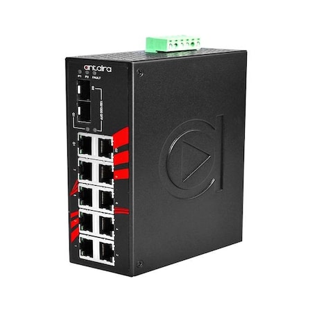 Antaira 10-Port Industrial Gigabit Unmanaged Ethernet Switch LNX-1002C-SFP-T